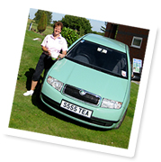 Registration plate S555 TEA on Sue Swift's vehicle