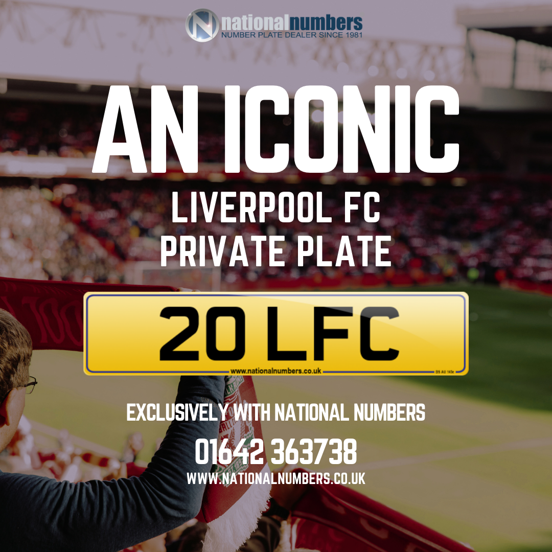 20 LFC number plate over photo of Anfield Stadium