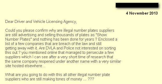 question on dvla about show plates