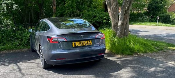 Tesla with BJ69 GAG number plate